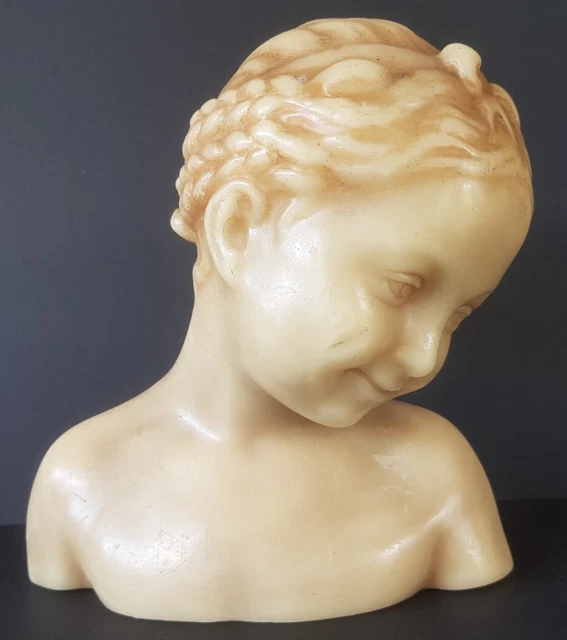 Buste Vierge Marie en cire ancien