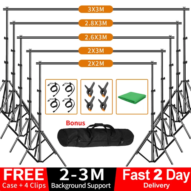 2 3M STUDIO Backdrop Stand Kit Professional Photography Green Screen