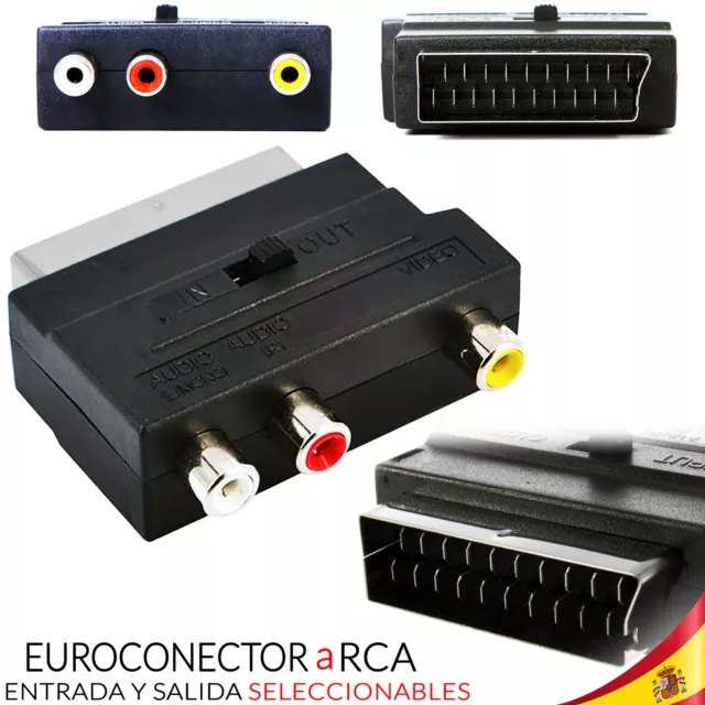 Adaptador Euroconector A Rca Audio Video Seleccionable Scart Adapter Ps3 Ps2 Tv