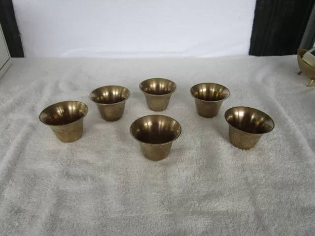 SIX (6) Vintage Brass Islamic Middle Eastern "SAUDI ARABIA"  Cups Dallah Coffee!