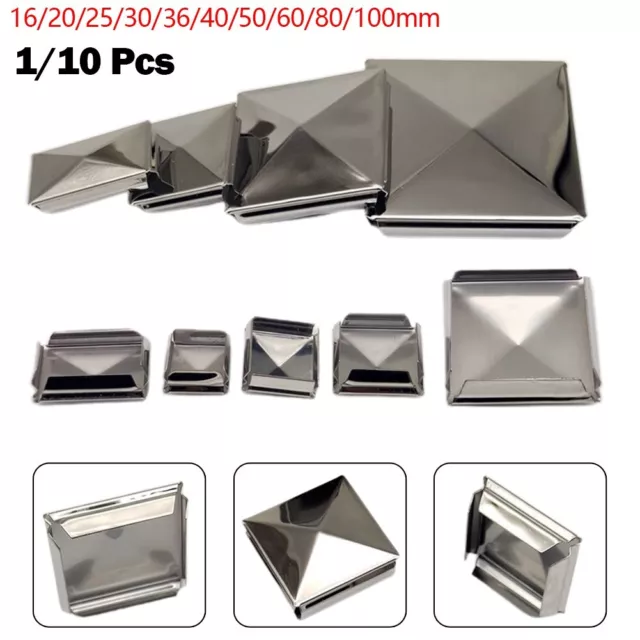 Stainless Steel Square Pyramid Post Cap for Galvanized Steel Coverings
