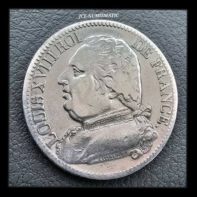 1814-A France Louis XVIII 5 Francs Paris Mint, Silver Coin, Rare & Scarce, NICE!