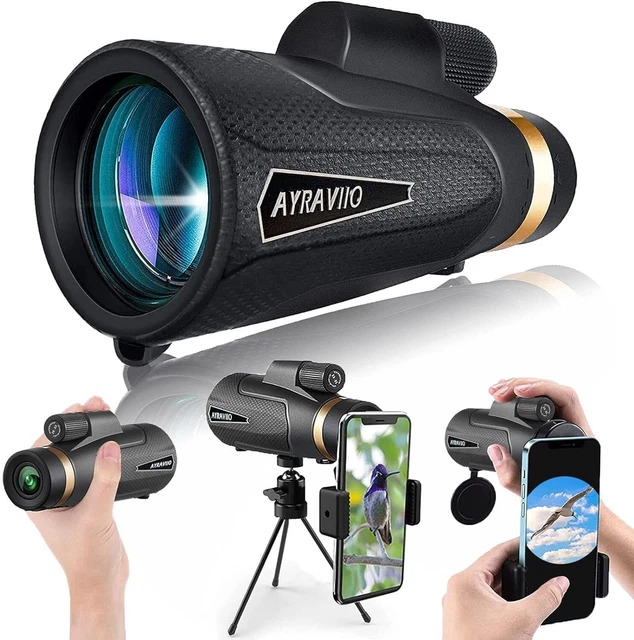 Ayraviio 12x60 Monocular Telescope: Tripod, SMC BAK4 Scope, Smartphone Holder