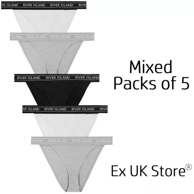 LADIES 5 PACK BRIEFS PLUS SIZE 18 20 22 24 26 28 KNICKERS RIVER ISLAND MIX  PACKS