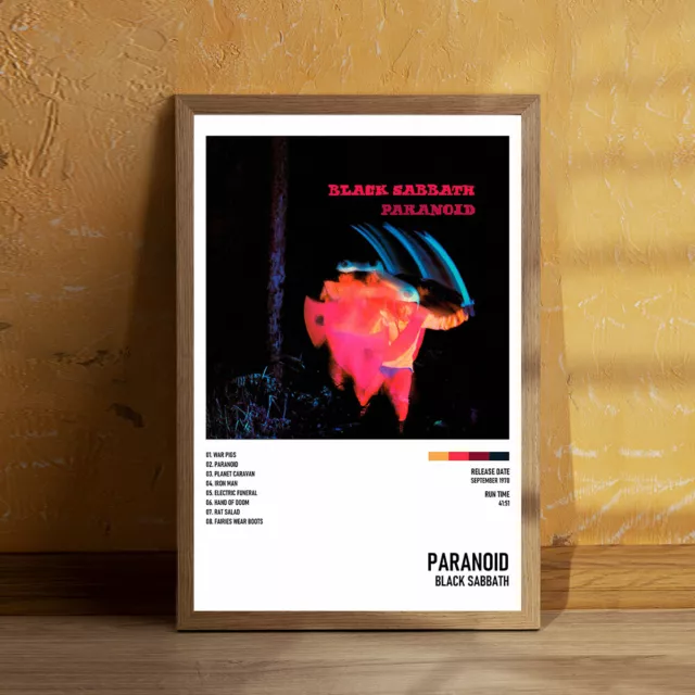 Paranoid - Black Sabbath Album Poster 20x30" 24x36" Custom Music Canvas Poster