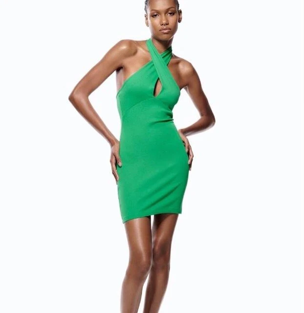 ZARA GREEN HALTER neck mini dress | size XS | new with tag 25.00 -  PicClick UK