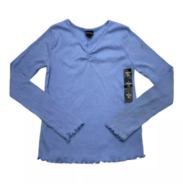 Art Class Girl's Blue Ruched V-Neck Long Sleeve Top Size Large (10/12)  A91
