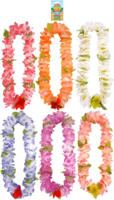 Deluxe Flower Lei Garland for Hawaiian Fancy Dress - Choice of 6 Colours - New