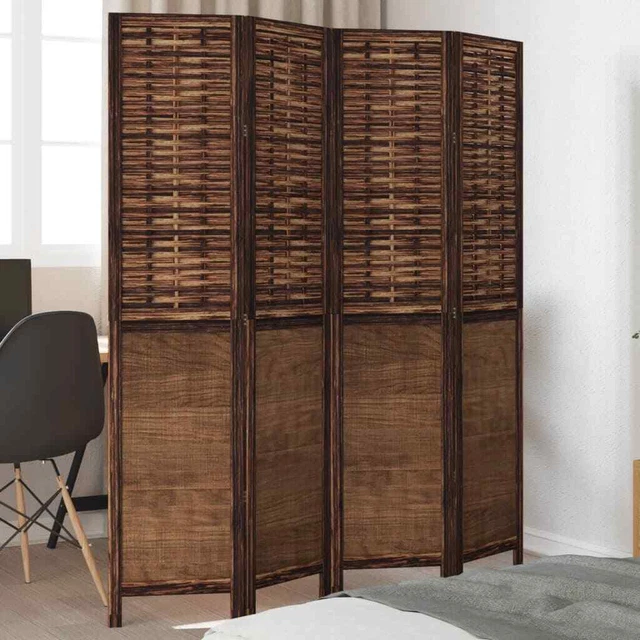 ROOM DIVIDER 4 Panels Dark Brown Solid Wood Paulownia vidaXL £124.06 ...