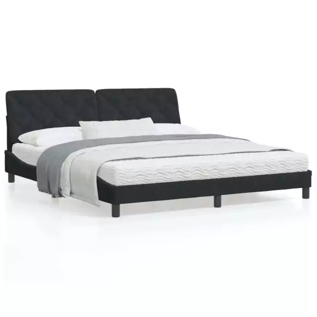 Bed Frame with Headboard Double Bed Bedroom Black King Size Velvet vidaXL