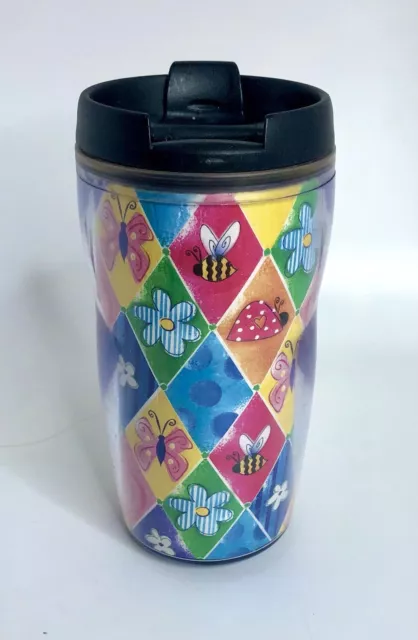 STARBUCKS Barista Travel Mug 2003 Butterflies, Bees and Flowers Kids 8 Oz.