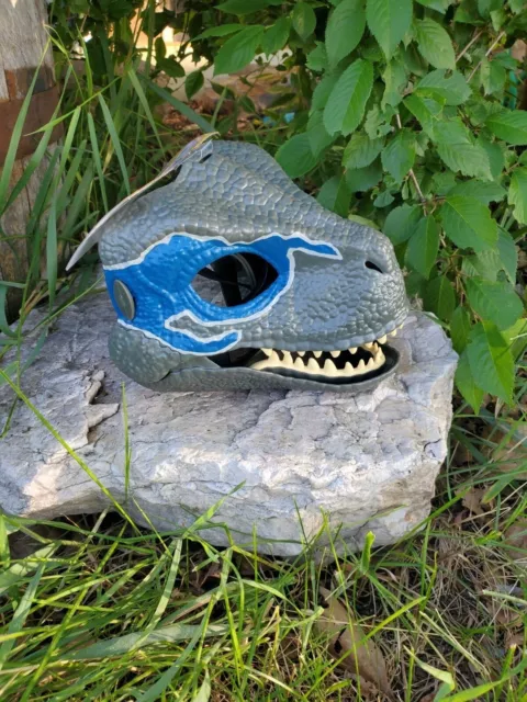 Jurassic Park VELOCIRAPTOR BLUE Dinosaur Dino Mask Raptor Movie World 
