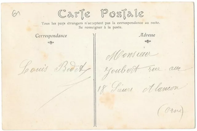 LA FERTÉ-MACÉ 61 City Hall CPA written to Mr. Joubert de Alençon in 1908 2