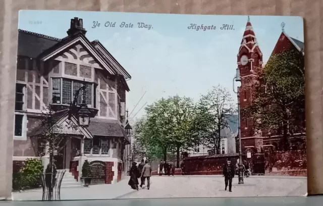 Old Street Scene Postcard - Highgate Hill London Borough of Camden England UK