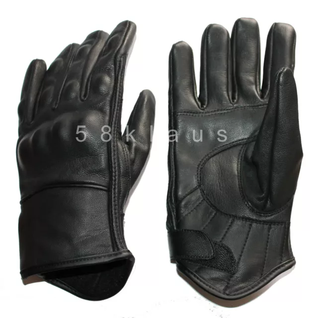 Kurze Leder Motorradhandschuhe Lederhandschuhe schwarz Biker Chopper Handschuhe