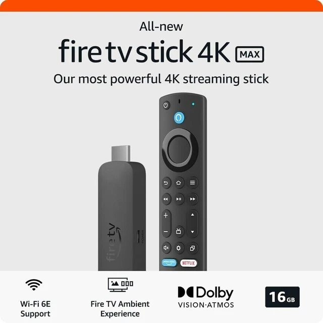 NEW AMAZON FIRE TV Stick 4K Max 2ND GEN ULTRA HD 16GB Supports WiFi