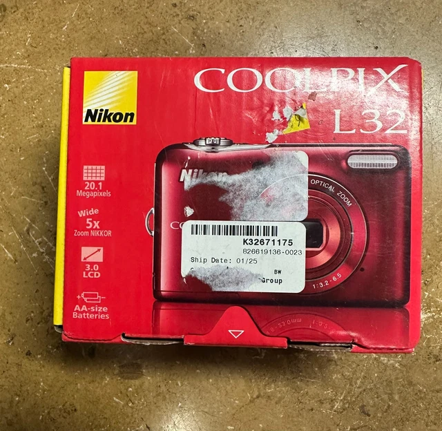 NIKON COOLPIX L32 Camera 20.1MP Camera - RED - with Box & SD card 