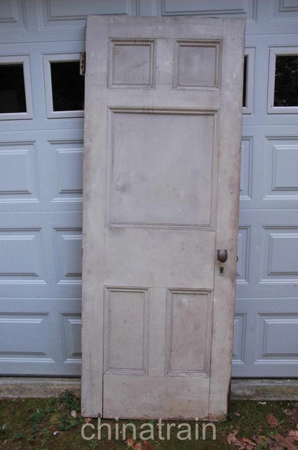 Antique Vintage 1880s Solid Wood 5 Panel House Door 83.75 x 31.25"