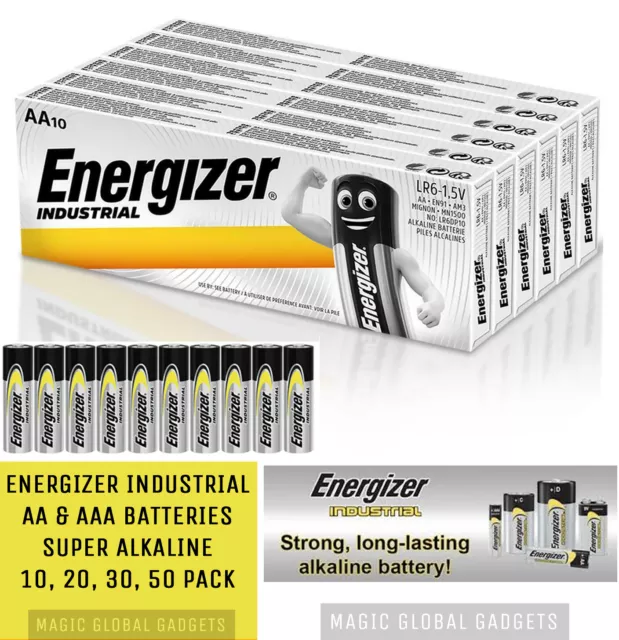 Energizer Industrial Aa & Aaa Alkaline Batteries Lr03 Lr6 Expiry 2033