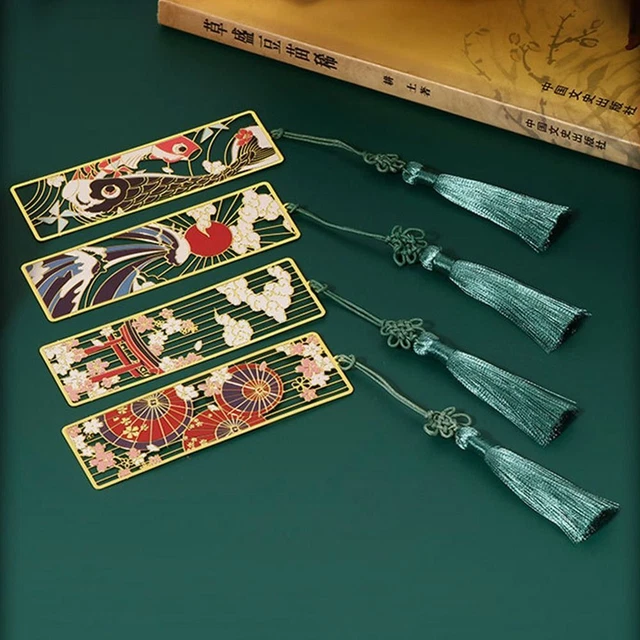 Gift Pendant Tassel Retro Brass Bookmark Pagination Mark Book Clip Painted