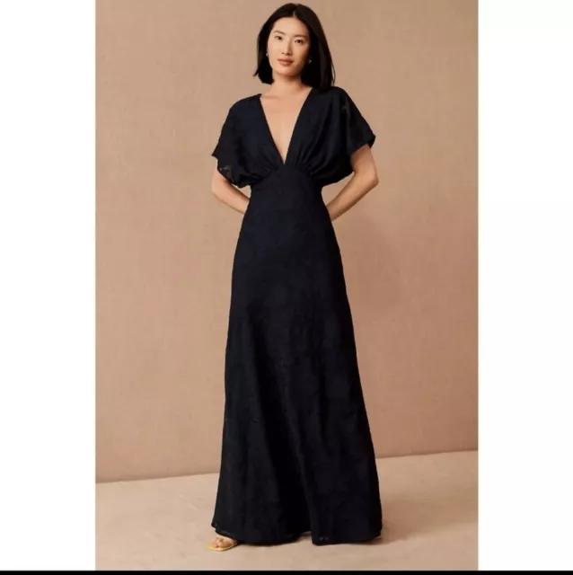 Anthropologie Hutch/BHLDN Lindy Dress Floral Lace Details Midnight blue(8)