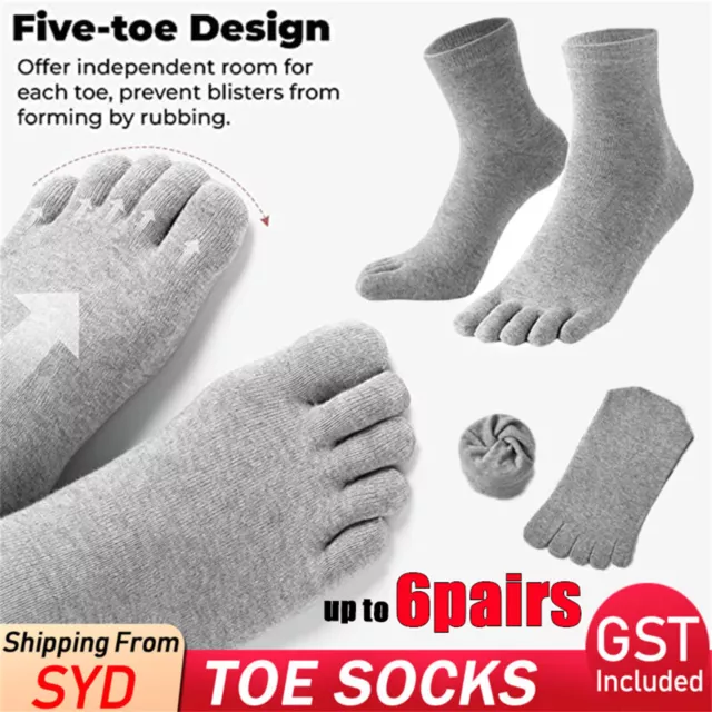 Up to 6 pairs MENS toe socks Anti-Bacteria Blister Cotton Five Separated Fingers