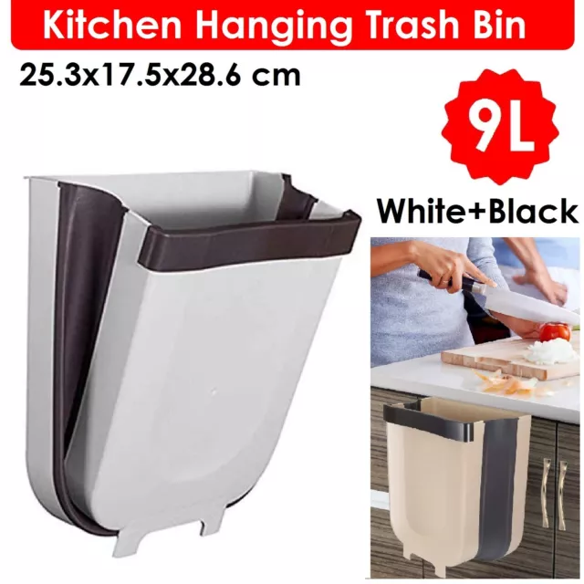 Wall Mounted Foldable Waste Bin Kitchen Cabinet Door Cupboard Hanging Trash Can