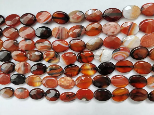 14.5''-15.5'' banded frosty Agate faceted & round coin tube oval red orang beads