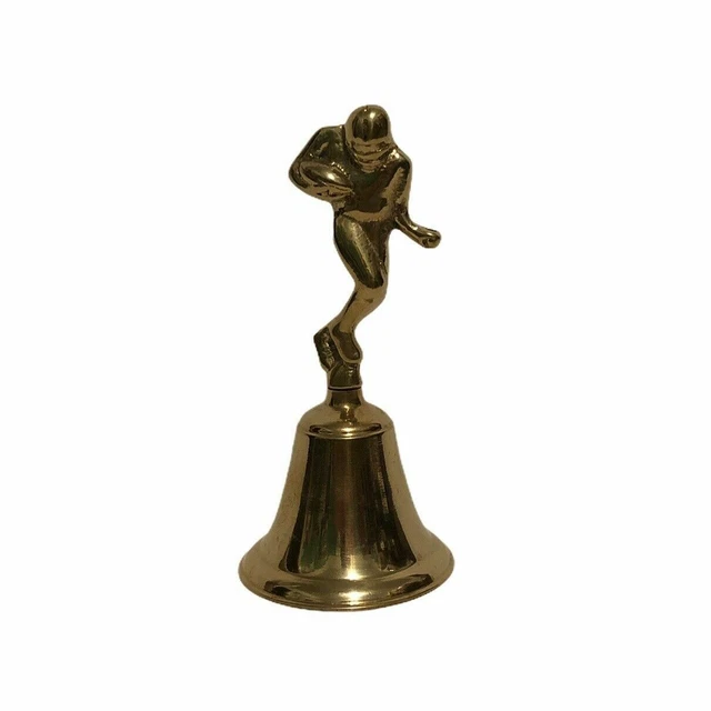 Vintage Solid Brass Football Player Bell Sports Memorabilia Office Man Cave