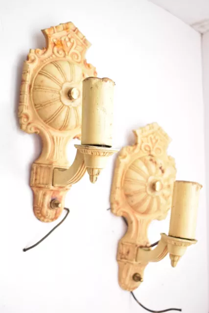 SET of 2 ATQ ART DECO LIGHT WALL SCONCE FIXTURES NEO CLASSICAL PAIR Nouveau