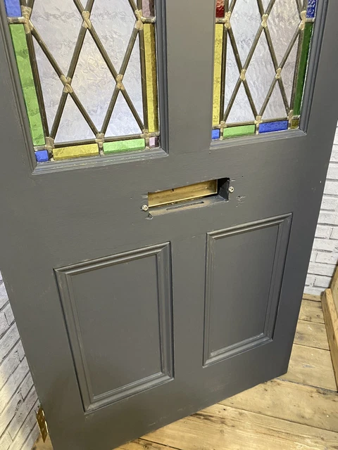 Reclaimed Front Entrance Coloured Leaded Glass Door - Superb! 11