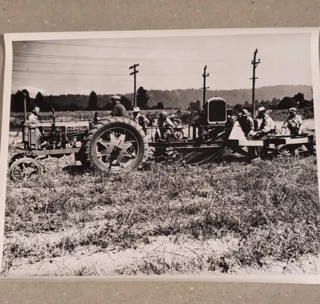 Farming Scene Early 1900's  Farmall Tractor Good Ol Days Vintage Photo