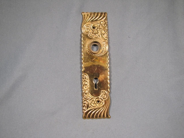 Antique Original Ornate Doorknob Back Plate bronze brass Victorian - NOS
