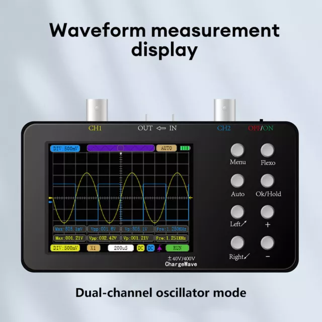 Dual Channel Digital Oscilloscope 220V 6A 10MHZ Signal Generator 3.2 inch LCD UK 2