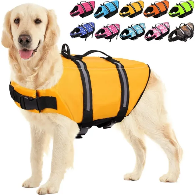 Dog Life Jacket Swimming Float Vest Reflective Adjustable Buoyancy Aid Pet Kayak