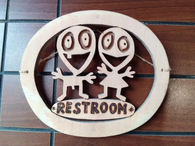 Restroom Door Plaque Funny WC Sign Bathroom Decor Wooden Lavatory Toilet Plate