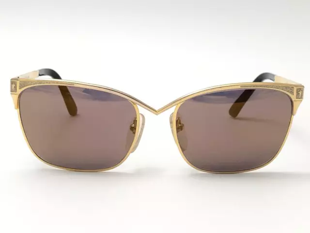 New Vintage Thierry Mugler Gold Cat Eye Brown Lenses 1980'S Sunglasses