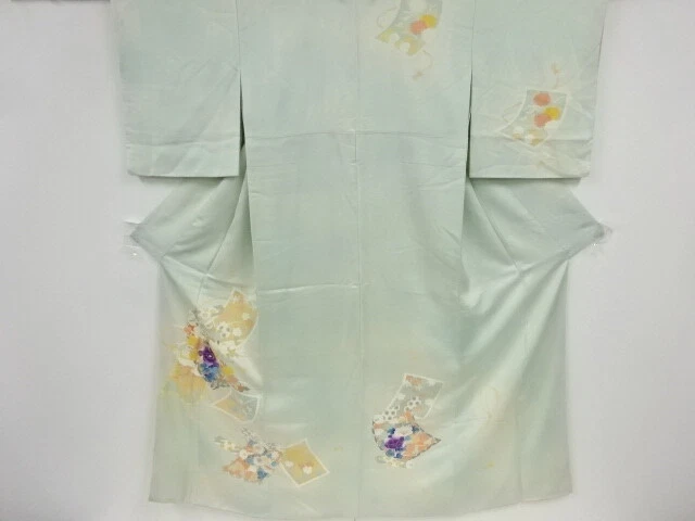 40320# Japanese Kimono / Antique Kimono / Embroidery / Scroll & Floral Plant