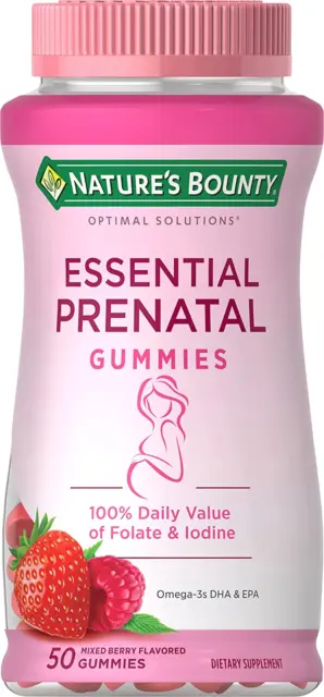 Nature's Bounty Optimal Solutions Essential Prenatal Gummies, 50CT pack of 2