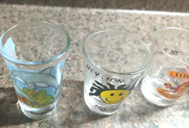 3 Lot Shot Glasses Collection Tourist Carribean Nassau Bahamas StThomas Anguilla 2