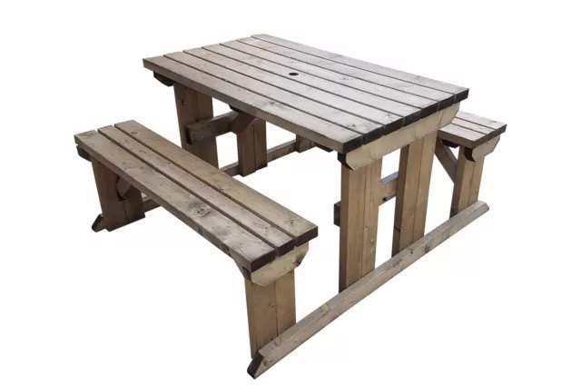 Pub Garden Picnic Bench Set With Attached Seats 4ft to 8ft