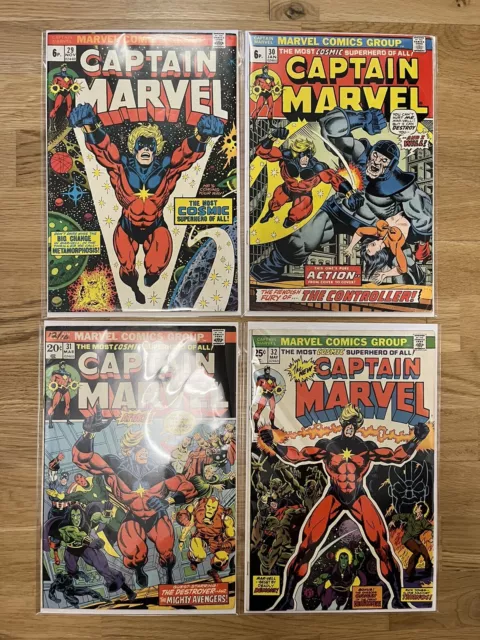 Captain Marvel 29, 30, 31, 32 - 4 Issue Marvel Bronze Age Keys, F- to VF-