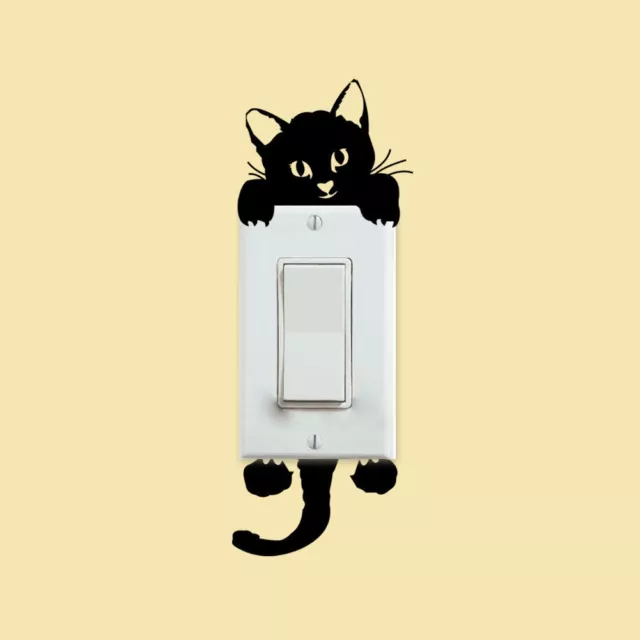 2x Adesivo Murales Cat Gatto decorazione prese Cameretta Muro Wall Sticker Nero 2