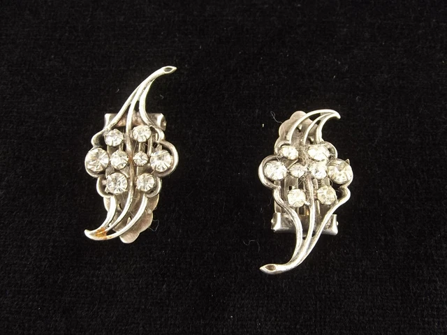 Ancien Clip De Revers Ou De Chaussures Art Déco Strass - En Métal - Accessoire Vintage Brillant