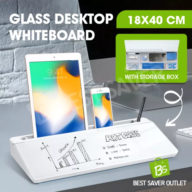 Magnetic Whiteboard Dry Wipe White Board Office Home Memo Notice Glass Desktop