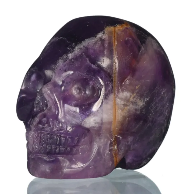 Estatuilla de regalo de Reiki curación de cráneo de amatista natural de 1,54" #37Y90