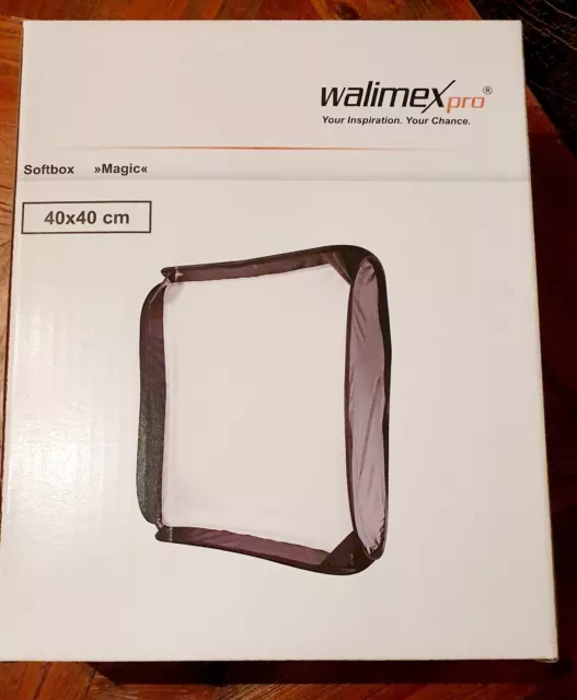 Walimex Pro Softbox 'MAGIC' 40x40cm 16"x16" Blitzlichthalter Diffusor Tasche OVP