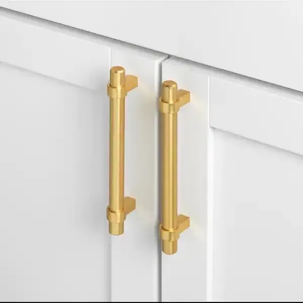 GlideRite 5 in. Solid Satin Gold Euro Style Cabinet Drawer Bar Pulls (10-Pack)
