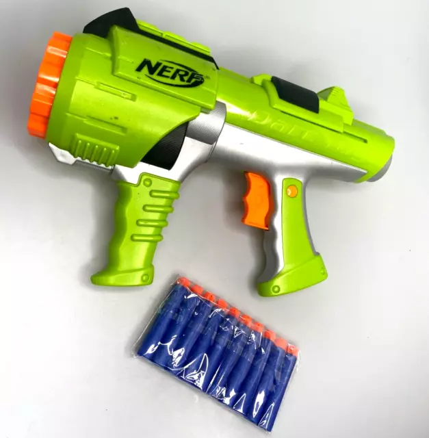 NERF Dart Tag Hyperfire Blaster Gatling 10 Shot Gun 2005 Hasbro Tested w/ Darts