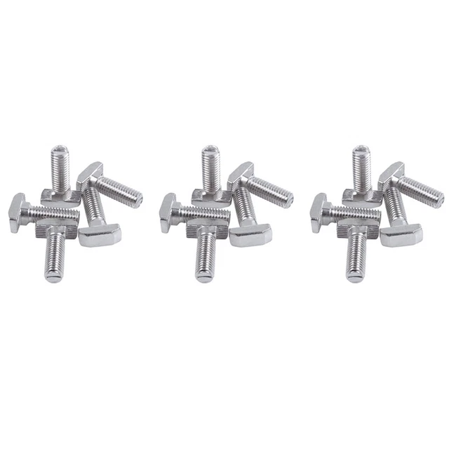 M8 Thread T-Slot Drop-in Stud Sliding Screw Bolt Silver Tone 15Pcs D2S9